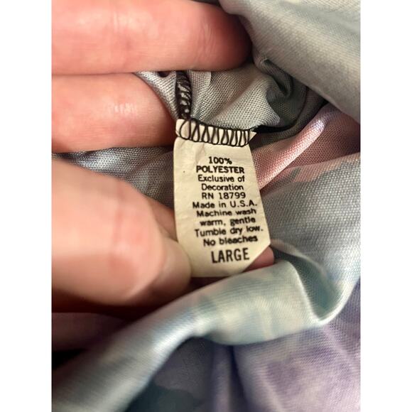 Vintage 80s Floral Satin Knee-Length House Robe Size Large - Picture 7 of 8